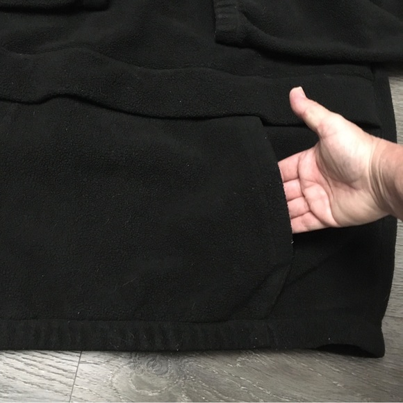 PINK Victoria Secret M Black Hooded Pullover Sweater Tie Front NYC Back Medium - Picture 10 of 10